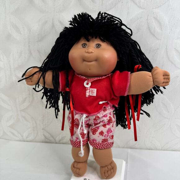 VTG 1988 1st Edition Mattel Cabbage Patch Kid Doll Long Black Hair CPK - Picture 5 of 11